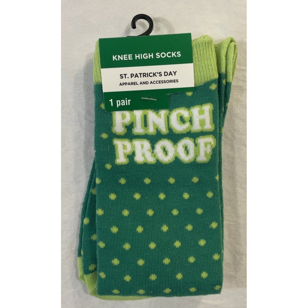 St Patrick's Day Knee High Socks Green Pinch Proof Adult One Size Fits Most